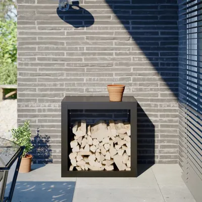Produktbild von "im Angebot" Brennholzregal Schwarz 60x40x60 cm Stahl - Kaminholzregale CC23720