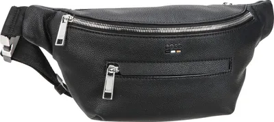 A black BOSS bum bag is shown against a white background.
