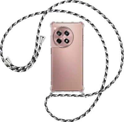 Produktbild von Handykette Backcover-Schutzhülle mit Band (Metall silberfarben) für OnePlus 12R / Ace 3 (6.78'') - schwarz/grau/weiß