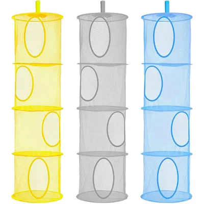 Produktbild von 4 Stufe Hängeaufbewahrung, 3PC Faltbare Speichern Sie Platz Lagerkorb für Kinderzimmer, Badezimmer, Balkon (Rosa, Rose, Lila)