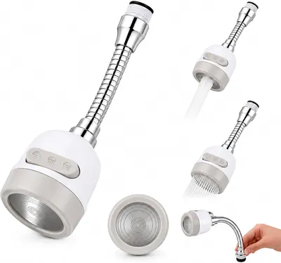 Immagine prodotto di Prolunga flessibile a 360° per rubinetto - Aeratore per rubinetto da cucina con attacco M22 - 2 modalità: getto e doccia - Protezione per l'acqua cromata - Rotante - Impermeabile