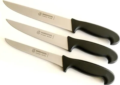 Produktbild von Marsvogel | Metzgermesser Set | 3-tlg | schwarz | ideal für präzises Schneiden | ergonomische Griffe | Rasiermesserqualität