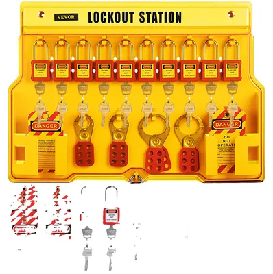 Zdjęcie produktu dla Zestaw Vevor Lockout Tagout 58 Szt Blokada Rozłącznika Etykiety Torba