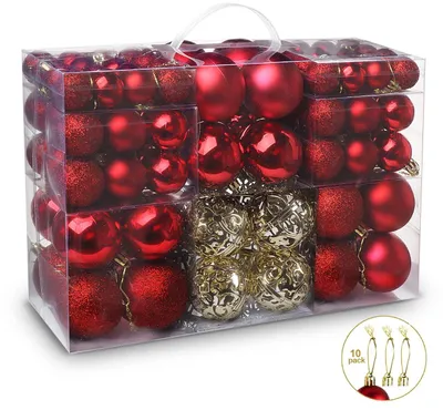 Productafbeelding van Ilauke kerstballen set met hangende touwen - Set van 100 - Opbergdoos