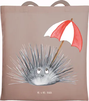 Produktbild von Mr. & Mrs. Panda Einkaufstasche Seeigel - Braun Pastell - Geschenk, Laptoptasche, einkaufsshopper, Tasche, Lebe, Hier und Jetzt, Meer, Selbstliebe, Leben, Tote Bag