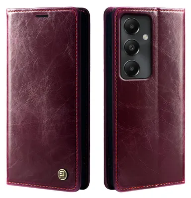 Produktbild von Handyhülle für Samsung Galaxy S24 FE Kunstleder Klapphülle Vintage Cover Hülle RFID Schutz Case Kartenfach Farbe: Weinrot