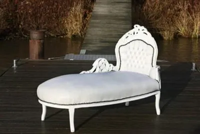 Produktbild von Casa Padrino Barock Chaiselongue Weiß/Weiß Lederoptik