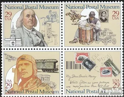 Produktbild von Briefmarken USA 1993 Mi 2390-2393 Viererblock (kompl.Ausg.) postfrisch Nationales Postmuseum