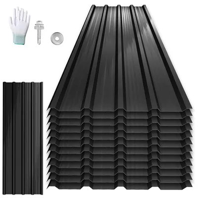 Produktbild von ROSEJANE Trapezbleche 24 Stück, 129,5 x 45 cm, verzinkter Stahl, Schwarz, ca. 14 m²