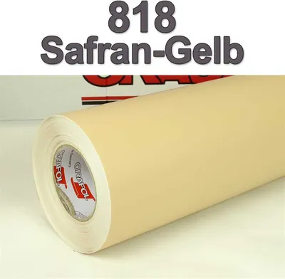 Produktbild von (6,65€/m²) Oracal® Möbelfolie 818 Safrangelb Matt 63 cm Breite Laufmeterware selbstklebende Folie Plotterfolie Klebe Folie Oracal 631 matte Küchenfolie