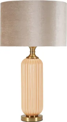 Obrázok produktu pre Stolná lampa Perly s ryhovaným skleneným podstavcom látkové tienidlo perleťovo zlaté ø35,5x64cm E27