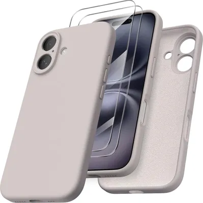 Produktbild von ORNARTO iPhone 16 Hülle Silikon Kameraschutz 2 Schutzfolien 6.1 Zoll Titannatur