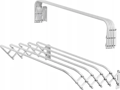 Obrázek produktu pro Nástěnný sušák na prádlo – harmonikový model 80 cm – výsuvný – skládací – do koupelny – prostorově úsporný