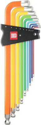 Produktbild von INBUS® 70273 Winkelschraubendreher Set 9tlg., 1.5–10mm, mit ColorGrip bunt & Kugelkopf — Germany