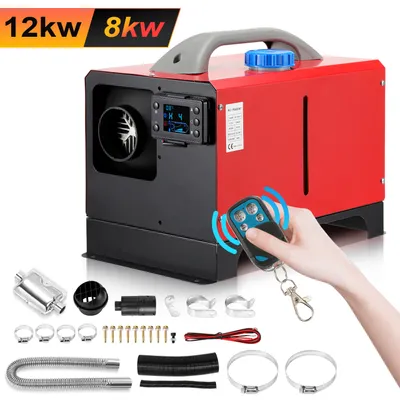Produktbild von ISOISL Diesel Standheizung 8KW 12V horizontal mit 5L Tank, LCD Display & Fernbedienung, kompakte Luftheizung für Wohnmobil LKW Winter