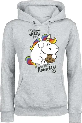 Produktbild von Pummeleinhorn Kapuzenpullover Damen Ich bin nicht dick. Ich bin flauschig! grau meliert XS