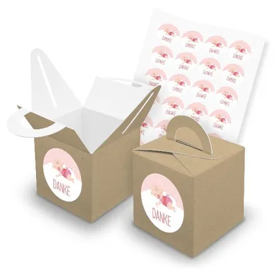 Produktbild von itenga SET 24x Würfelboxen mit Griff Braun (V43) + Motivsticker (M144)