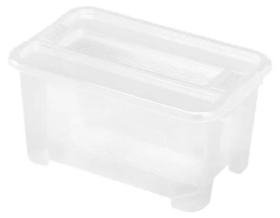 Image de 2 x TEX Box 4,5L 28x18x14cm Transparent Couvercle Rangement Caisses à jouets Transparent