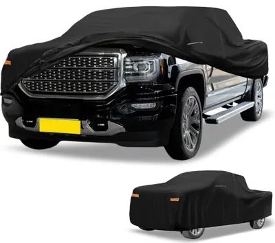 Image de Housse Voiture ImpermšŠable Toutes Saisons Pour Automobile ExtšŠrieure Anti-Uv Soleil Pluie Protection Complššte ExtšŠrieure Pour Gmc Sierra 210D-Pu Noir Avec Bandes RšŠflšŠchissantes