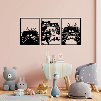 Obrázek produktu pro Wallity, Kočky- SKL2543, Černá, Ostatní bytové dekorace, 50 x 70 cm, 100% kov (tloušťka: 1)