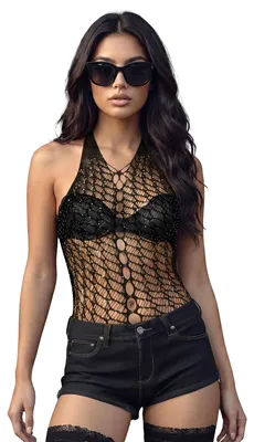 Productafbeelding van Outfit voor een vrijgezellenfeest, zwart, met netmotief, carnaval, volwassenen, feestelijk design. Kleur: zwart