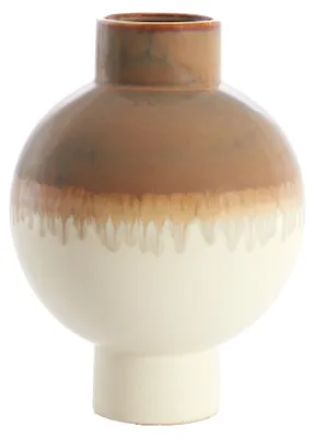 Image de Vase en céramique ZELATA crème et taupe – Ø28x38 cm
