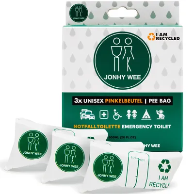 Imagen del producto de Bolsa para orina portátil, de 600 ml, paquete de 3 unidades, ideal para viajes