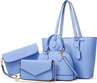 Image de Bagsure Sac à main Femme Set de 4 pièces Bleu Fashion Sac de transport