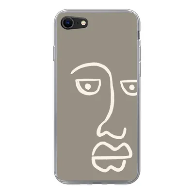 Produktbild von MuchoWow® Handyhülle Schutzhülle Hülle für iPhone 8 Gesicht - Abstrakt - Strichzeichnung Silikon Softcase Handy Hülle - Schutzhaube