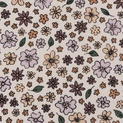 Produktbild von Dekostoff Meterware Halbpanama Sweet Flower Sprinkles beige lila 1,40m