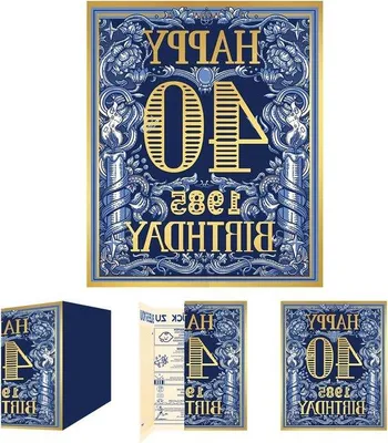 Image de Carte d'anniversaire - Enveloppe vintage bleu et or (25 x 20 cm)