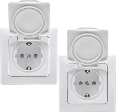Produktbild von DELPHI Schutzkontakt-Steckdose IP44, 250V/ 16A, inkl. Rahmen, UP, weiß, 2 Stk