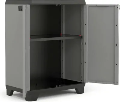 Produktbild von Keter Stilo Niedriger Aufbewahrungsschrank Grau und Schwarz 90 cm Organizer-Schließfach 434769