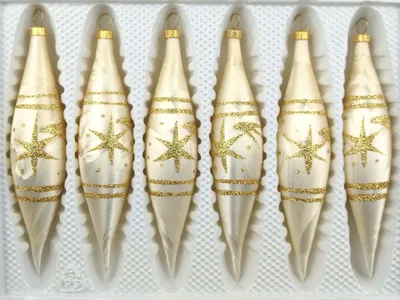 Produktbild von 6 tlg. Glas-Zapfen Set in Ice Champagner Gold Komet
