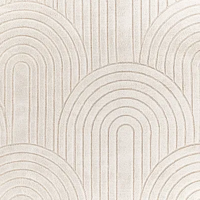 Produktbild von Teppich Wohnzimmer Hochflor Weich Uni Skandinavisch Boho Motiv Regenbogen Creme Grösse 120 cm Rund