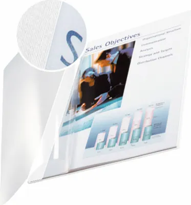 Produktbild von Buchbindemappe Leitz Softcover Classic mit transparenter Vorderseite weiss 71 - 105 Blatt