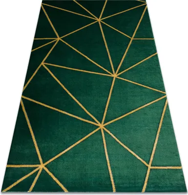 Produktbild von Exklusiv EMERALD Teppich 1013 glamour, stilvoll geometrisch Flaschengrün / gold Grün 80x150 cm