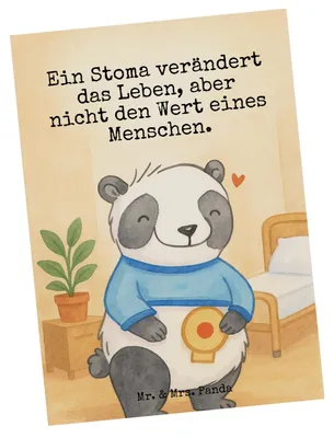 Produktbild von Mr. & Mrs. Panda Grußkarte Panda künstlicher Darmausgang Design - Weiß - Geschenk, Ansichtskarte, Ansichtskarten, Postkarte, Postkarten, Stomabeutel, bildkarte, Stoma