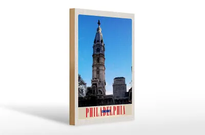Produktbild von Holzschild Reise 20x30cm Philadelphia USA Amerika Architektur
