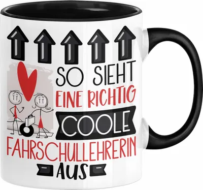 Produktbild von Fahrschullehrerin Geschenk Tasse Geschenkidee für Fahrschullehrerin Geburtstag Weihnachten Spruch So Sieht Eine Richtig Coole Fahrschullehrerin Aus Kaffee-Becher  (Schwarz)