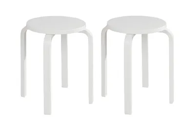 Produktbild von Hocker - Weiß - Ø 32 cm - Birke Schichtholz - stapelbar - 2er Set
