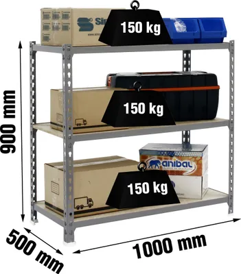 Immagine prodotto di MADERCLICK PLUS 3/500 Scaffalatura metallica 900 CINZA/MADEIRA