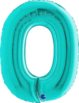 Produktbild von Riesenzahl Folienballon 40"/102cm | Tiffany-Türkis Zahl: 0