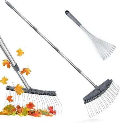 Productafbeelding van Famanu tuinset voor de tuin - Verstelbaar van 64 tot 160 cm, met een handriek van 43 cm - Ideaal voor bladeren, gras en grind