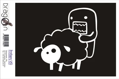Produktbild von Aufkleber / Autoaufkleber - JDM / Die cut / Auto / OEM - Domo sheep - 130x120 mm weiß - Heckscheibe / Heckscheibenaufkleber