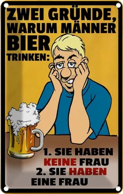 Produktbild von vianmo Blechschild 18x12 cm Gründe warum Männer Bier trinken Spruch Zitat