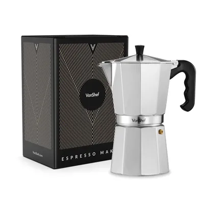 Produktbild von VonShef 12 Tassen Espressokocher für den Herd, 600 ml Mokka Kanne aus Aluminium