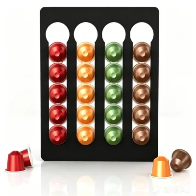 Productafbeelding van Koffiecapsulehouder van roestvrij staal voor 20 capsules – ruimtebesparende wanddispenser