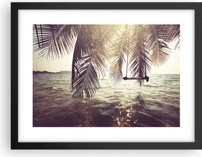 Produktbild von Gerahmtes Poster - Schwarzer Rahmen - Meer Palme Wasser - 40x30 cm - Wand Bild - Wanddeko - Wandbilder - Kunstposter - Wandposter - Bilderrahmen - Bilder - Kunstdruck - Wandbild - P2BAA40x30-3634