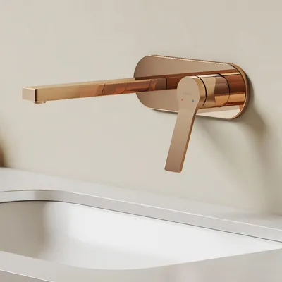 Immagine prodotto di EMKE Rubinetto da bagno 288x210x70mm miscelatore monocomando, rubinetto per lavabo caldo e freddo, miscelatore da parete per lavabo - oro rosa